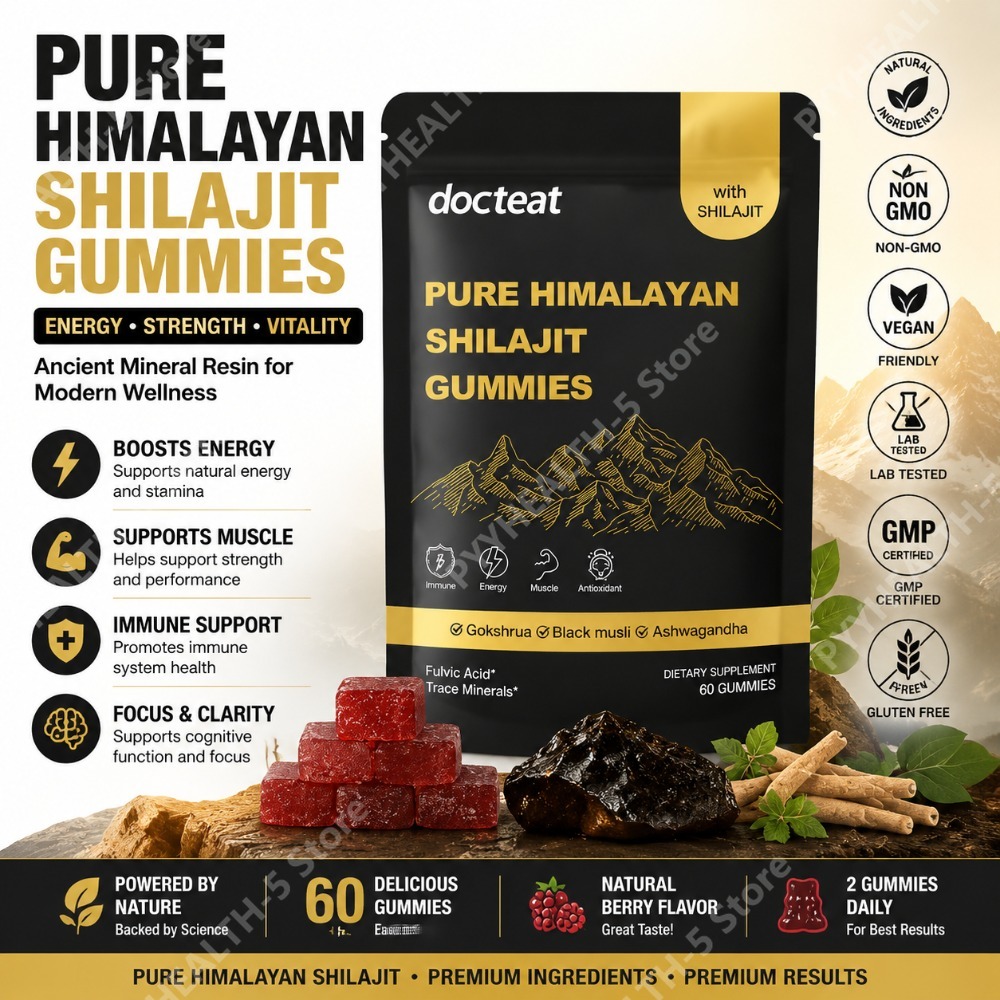 Herbal Wellness Supplement - Docteat Pure Himalayan Shilajit Gummies with