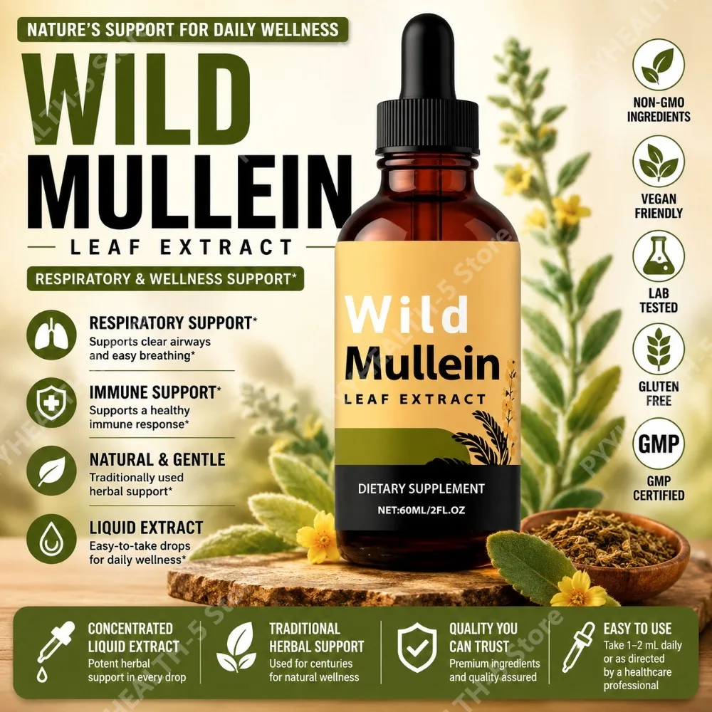 Herbal Wellness Supplement - Wild Mullein Leaf Drops with Ginger
