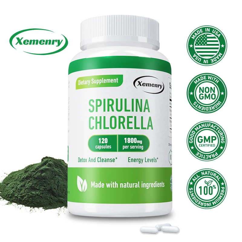 Tulsi Holy Basil - Spirulina Chlorella Capsules - Natural Energy