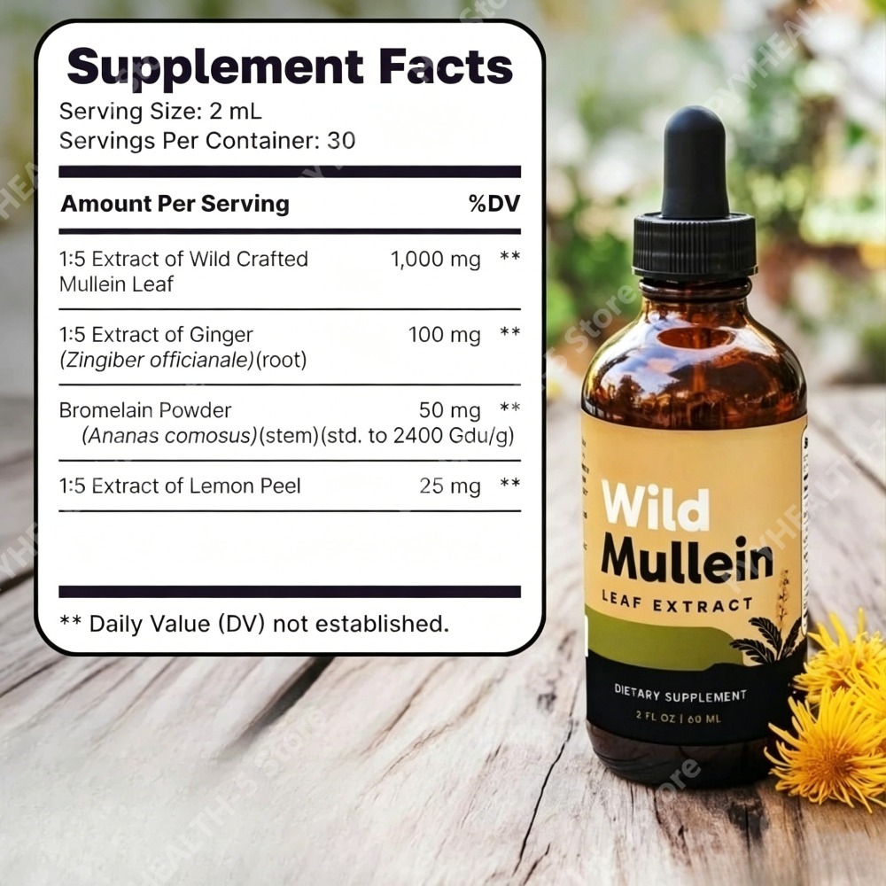 Wild Mullein Leaf Drops with G - огляд і ціна Herbal Wellness Supplement