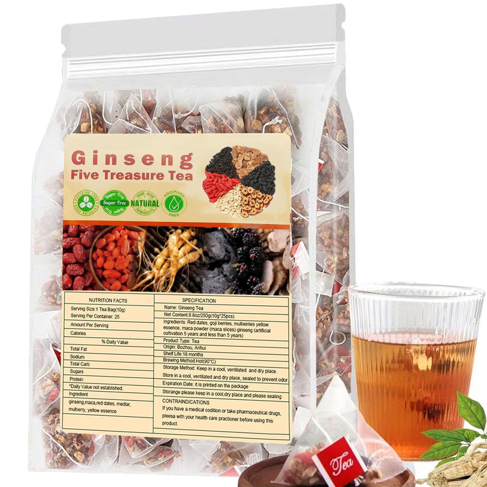 Ginseng Five Treasures Tea Kid - огляд і ціна Herbal Wellness Supplement