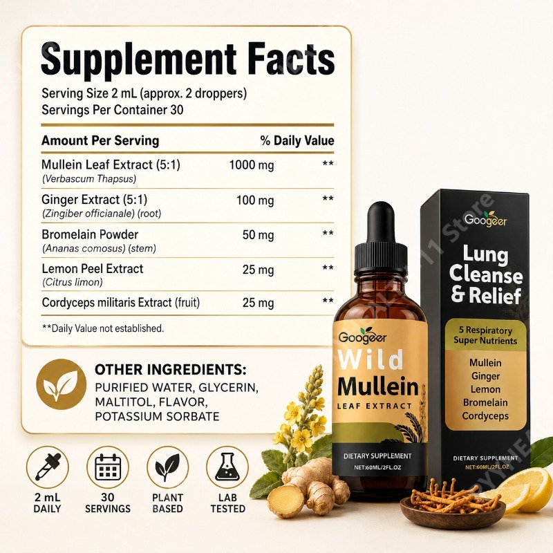 Mullein Liquid Drops Herbal Bl - огляд і ціна Herbal Wellness Supplement